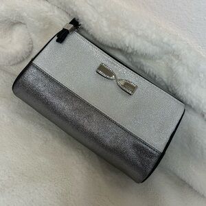 Victoria's Secret Silver and Black Clutch with Bow Accent